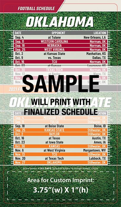 ReaMark Products: Oklahoma-Oklahoma State Full Magnet Football Schedule